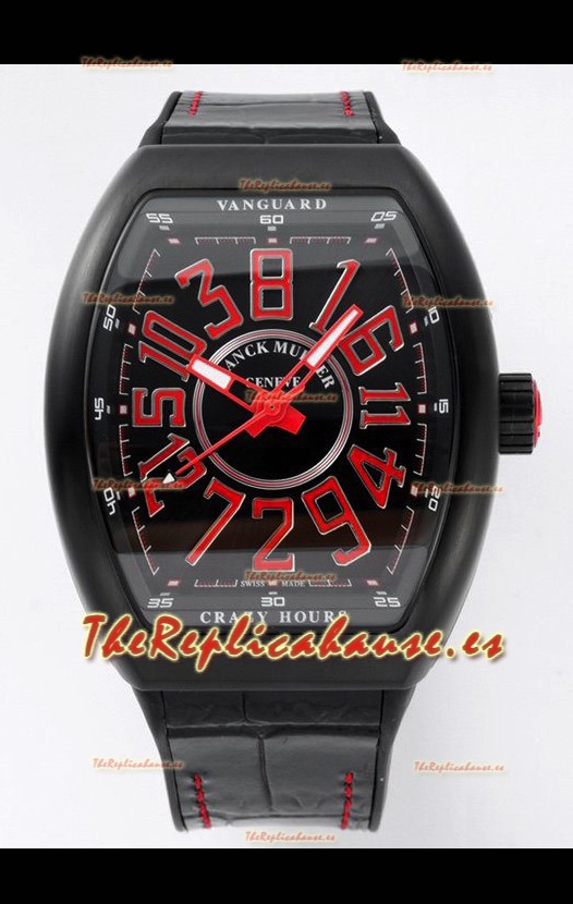 Franck Muller Vanguard Crazy Color Hours Caja en Revestimiento DLC Dial Negro Reloj Réplica Suizo