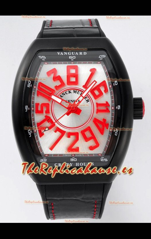 Franck Muller Vanguard Crazy Hours in DLC Coated Casing Dial Blanco Swiss Replica Watch 