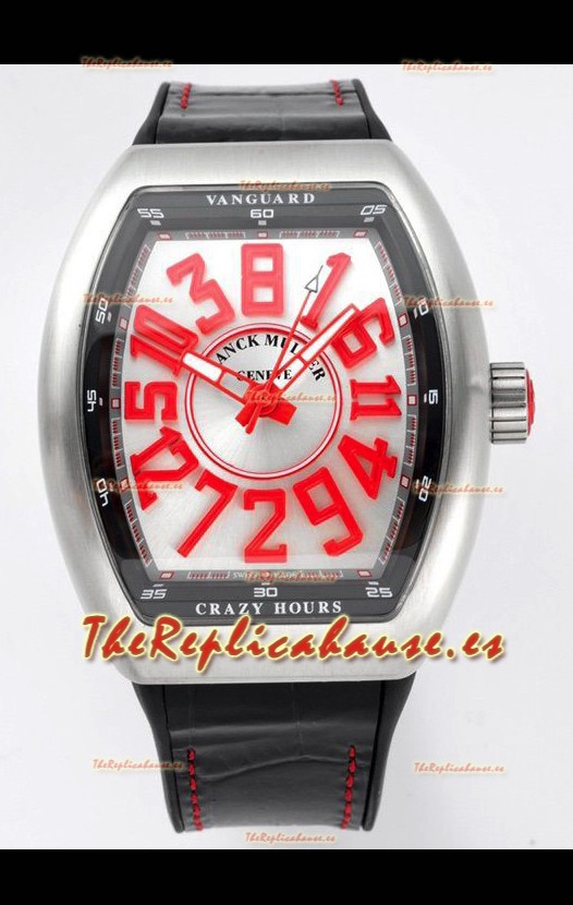 Franck Muller Vanguard Crazy Hours Caja Acero Inoxidable - Dial Blanco Reloj Réplica Suizo
