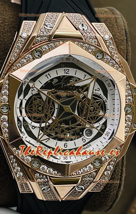 Hublot Big Bang UNICO Sang Bleu II Oro Rosado Diamantes Calidad a Espejo 1:1 Reloj Réplica Suizo