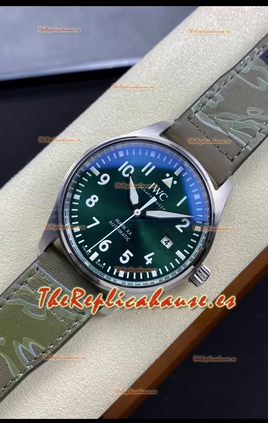 IWC Pilot MARK Series IW328205 Reloj Réplica a Espejo 1:1 Dial Verde Correa de Piel