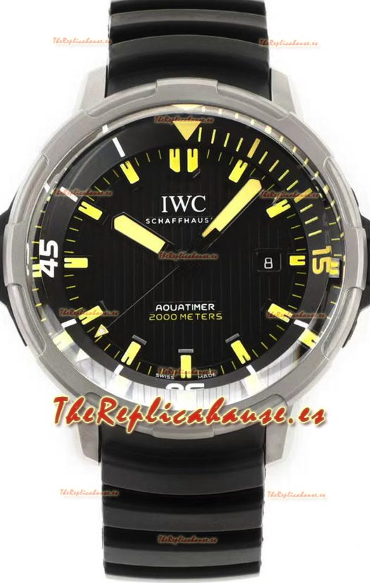 IWC Aquatimer IW358001 Titanium Reloj Réplica Suizo a Espejo 1: 1 Dial Negro Correa de Goma