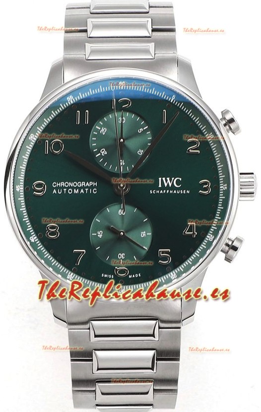 IWC Portuguese Chronograph Reloj Réplica Suizo en Caja de Acero Dial Verda - Edición Réplica a Espejo 1:1