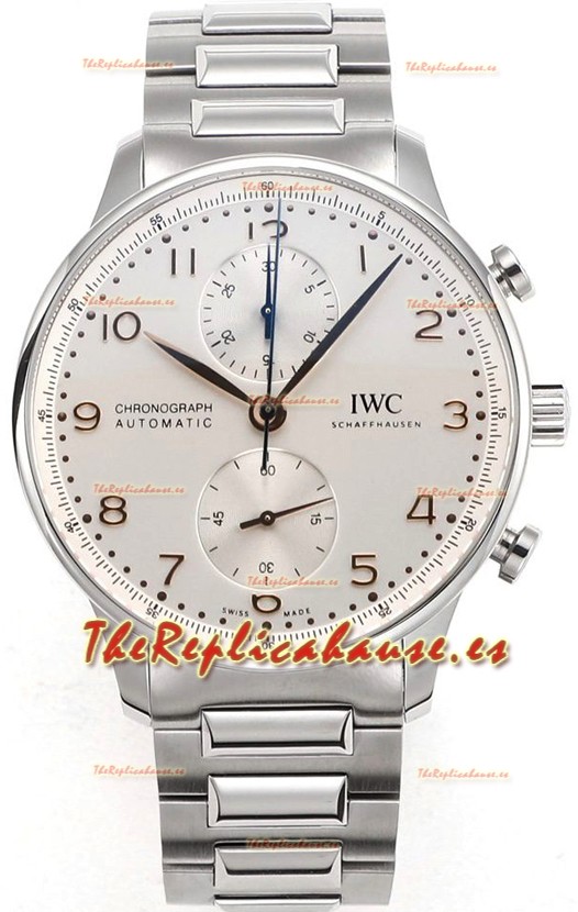 IWC Portuguese Chronograph Reloj Réplica Suizo en Caja de Acero Dial Blanco - Edición Réplica a Espejo 1:1