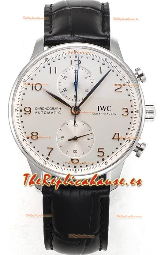 IWC Portuguese Chronograph Reloj Réplica Suizo en Caja de Acero Dial Blanco - Edición Réplica a Espejo 1:1