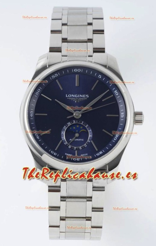 Longines Master Collection Automatic Fase Lunar Dial Azul Reloj Réplica Suizo Correa de Acero