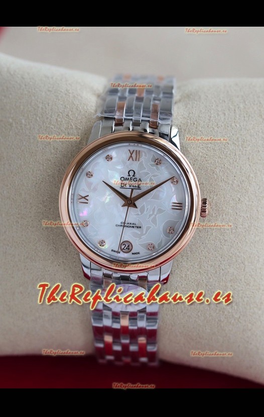 Omega De Ville Edition Reloj Suizo Automático en Dos Tonos Oro Rosado Dial Blanco 