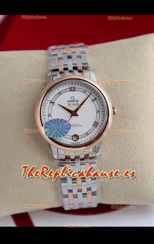 Omega De Ville Edition Reloj Suizo Automático en Dos Tonos Oro Rosado Dial Blanco 