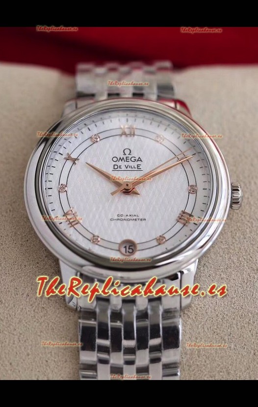 Omega De Ville Edition Reloj Suizo Automático Caja en Acero Inoxidable Manecillas Oro Rosado