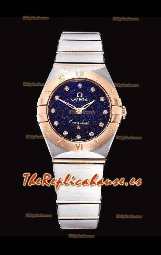 Omega Constellation Ladies Cuarzo Suizo Reloj Réplica a Espejo 1:1 - Caja Dos Tonos Dial Negro Estrellado