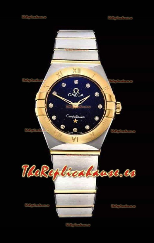 Omega Constellation Ladies Cuarzo Suizo Reloj Réplica a Espejo 1:1 - Caja Dos Tonos Dial Negro Estrellado