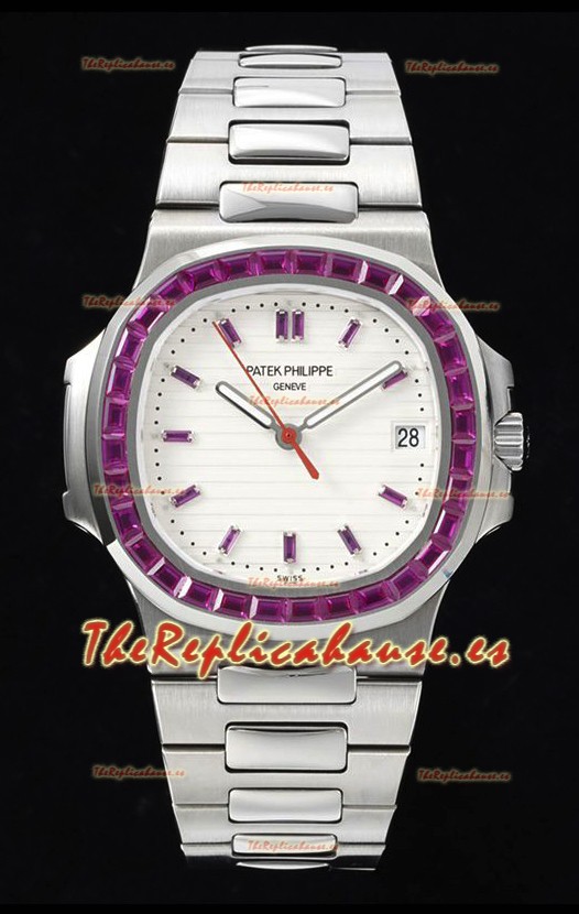 Patek Philippe Nautilus 5711 Dial Blanco Réplica a Espejo 1:1 Acero 904L con Bisel de Rubíes