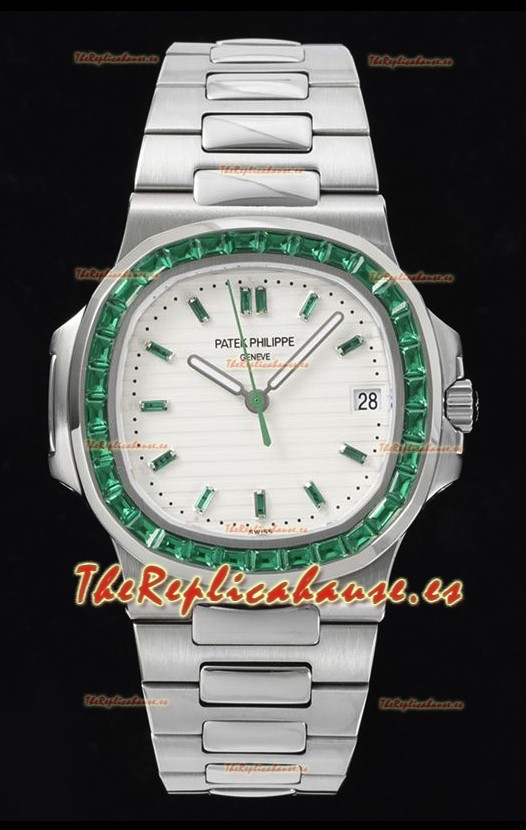 Patek Philippe Nautilus 5711 Dial Blanco Réplica a Espejo 1:1 Acero 904L con Bisel de Rubíes