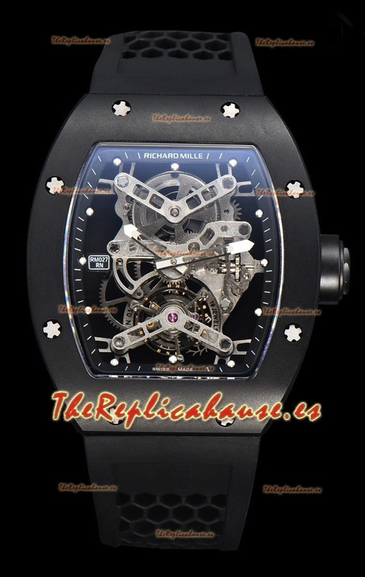 Richard Mille RM027 Rafael Nadal Caja Titanio con Genuino Movimiento Suizo Tourbillon Super Clone