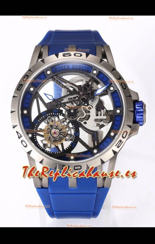 Roger Dubuis Excalibur Spider Flying Tourbillon Skeleton Caja Titanio 45MM Reloj Réplica Suizo a Espejo 1:1