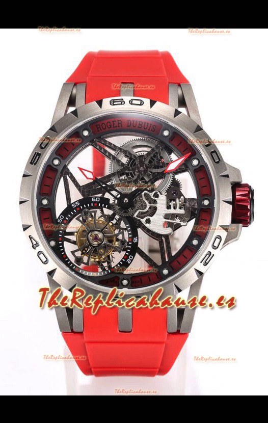 Roger Dubuis Excalibur Spider Flying Tourbillon Skeleton Caja Titanio 45MM Reloj Réplica Suizo a Espejo 1:1