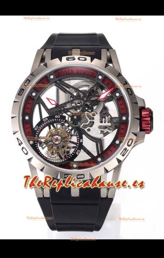 Roger Dubuis Excalibur Spider Flying Tourbillon Skeleton Caja Titanio 45MM Reloj Réplica Suizo a Espejo 1:1