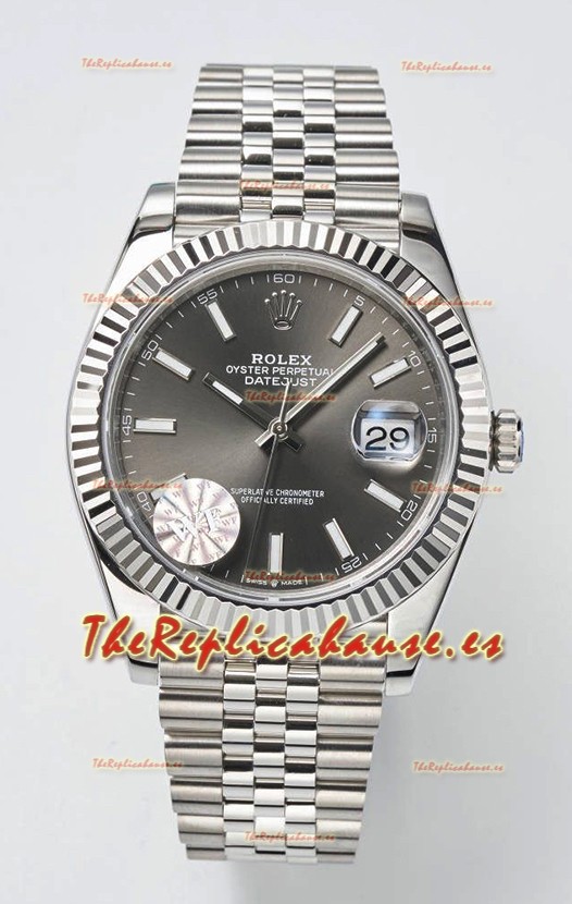 Rolex Datejust Movimiento Cal.3235 Reloj Suizo Réplica a Espejo 1:1 Acero 904L 41MM - Dial Gris 