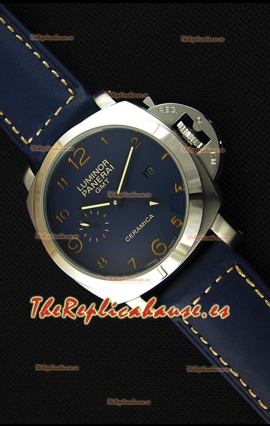 Panerai Luminor Marina GMT Reloj Réplica Japonés de Cerámica y Acero Inoxidable