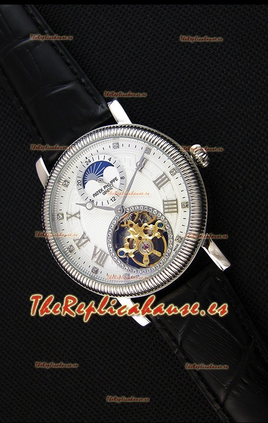 Patek Philippe Japanese MoonPhase Tourbillon Reloj Réplica Dial Blanco