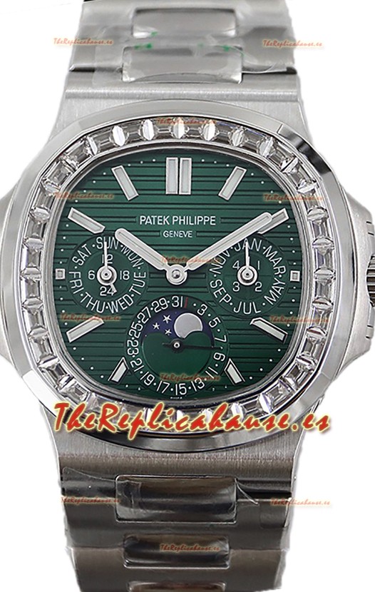 Patek Philippe Nautilus 5740 Perpetual Calendar Acero Inoxidable Dial Verde Reloj Réplica Suiza 
