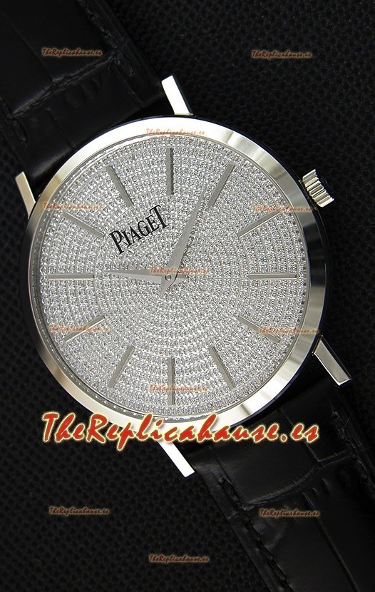 Piaget Altiplano G0A36128 Paved Diam Dial Reloj Réplica de Cuarzo Suizo en Caja de Acero