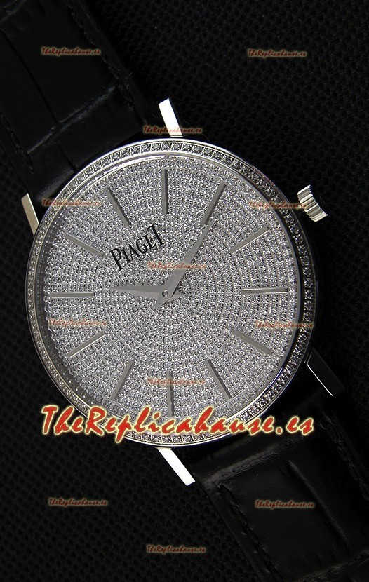 Piaget Altiplano G0A36128 Paved Diam Dial Reloj Réplica de Cuarzo Suizo en Caja de Acero