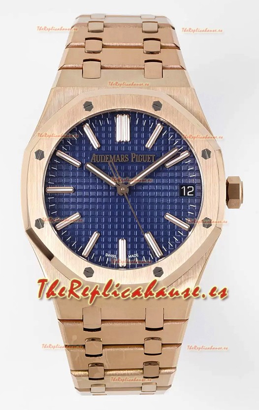 Audemars Piguet Royal Oak 15510 50 Aniversario 41MM Dial Azul Oro Rosado 41MM Réplica a Espejo 1:1