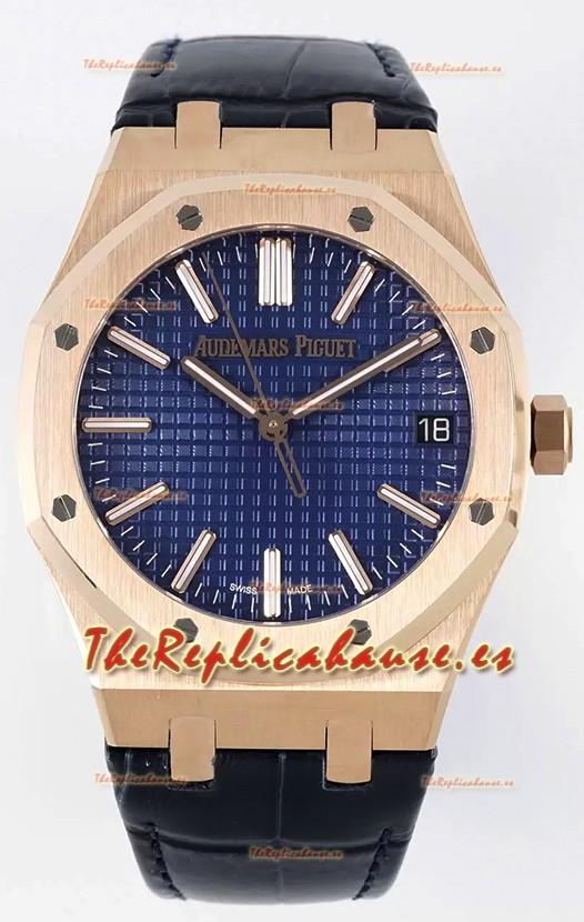 Audemars Piguet Royal Oak 15510 50 Aniversario 41MM Dial Azul Oro Rosado 41MM Réplica a Espejo 1:1