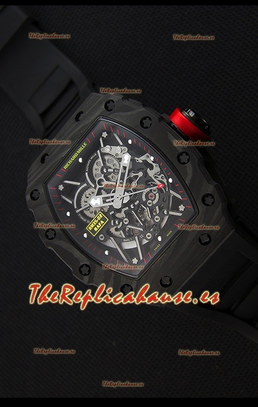Richard Mille RM35-2 Rafael Nadal Caja de Carbón Forjado con Correa de Goma color Negro