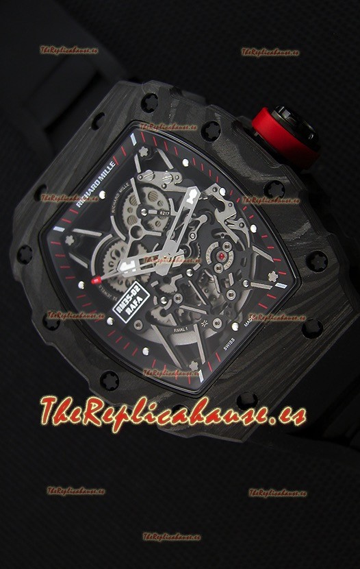 Richard Mille RM35-2 Rafael Nadal Caja de Carbón Forjado con Correa de Goma color Negro