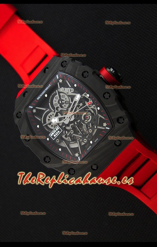 Richard Mille RM35-2 Rafael Nadal Caja de Carbón Forjado con Correa Roja