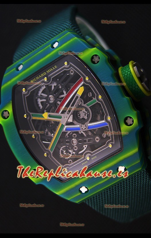 Richard Mille 67-02 Wayde Van Niekerk Reloj Réplica Suizo de Carbón Forjado