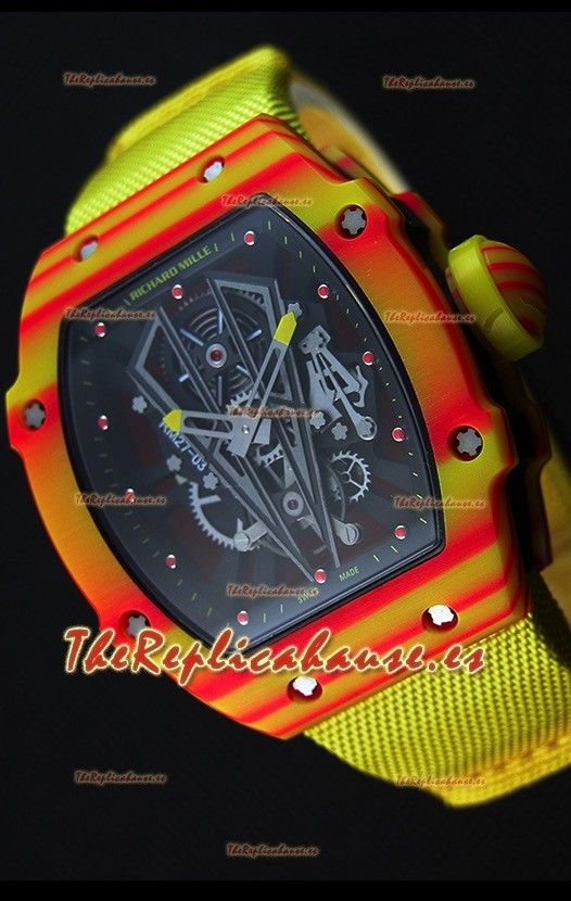 Richard Mille 27-03 Tourbillon Rafael Nadal Reloj Réplica Suizo de Carbón Forjado