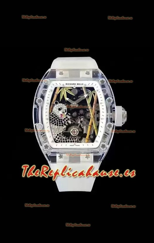 Richard Mille RM26-01 Tourbillon Panda Caja en Zafiro Transparente - Réplica Super Clone
