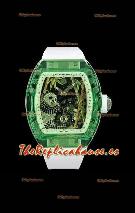 Richard Mille RM26-01 Tourbillon Panda Caja en Zafiro Transparente - Réplica Super Clone