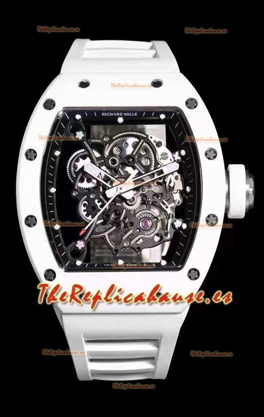 Richard Mille RM055 Caja Cerámica Blanca Reloj Réplica a Espejo 1:1 Correa Blanca