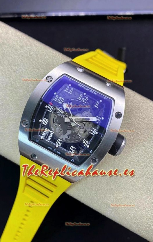 Richard Mille RM010 Reloj Réplica Acero Inoxidable en Correa Amarilla