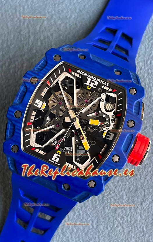 Richard Mille RM35-03 Edición Rafael Nadal Caja Fibra de Carbono Azul Reloj Réplica Espejo 1:1 Correa Azul
