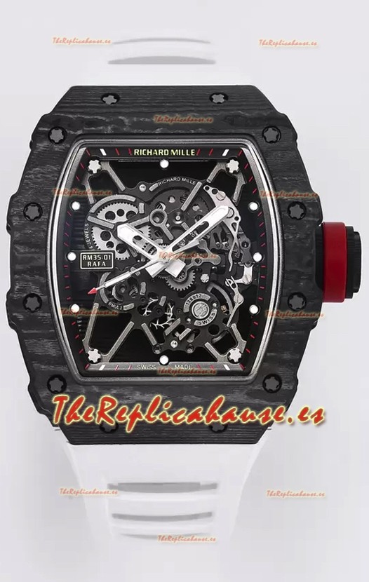 Richard Mille RM35-01 Rafael Nadal Caja de Fibra de Carbono con Genuino Tourbillon Reloj Super clone