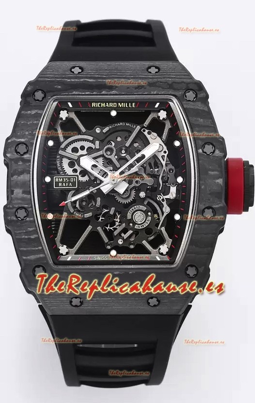 Richard Mille RM35-01 Rafael Nadal Caja de Fibra de Carbono con Genuino Tourbillon Reloj Super clone