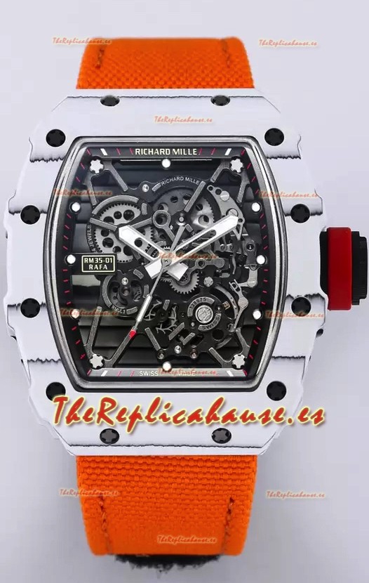 Richard Mille RM35-01 Rafael Nadal Caja de Fibra de Carbono con Genuino Tourbillon Reloj Super clone