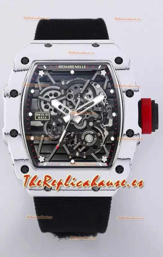 Richard Mille RM35-01 Rafael Nadal Caja de Fibra de Carbono con Genuino Tourbillon Reloj Super clone