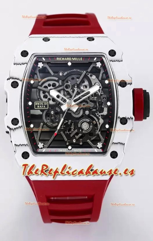 Richard Mille RM35-01 Rafael Nadal Caja de Fibra de Carbono con Genuino Tourbillon Reloj Super clone