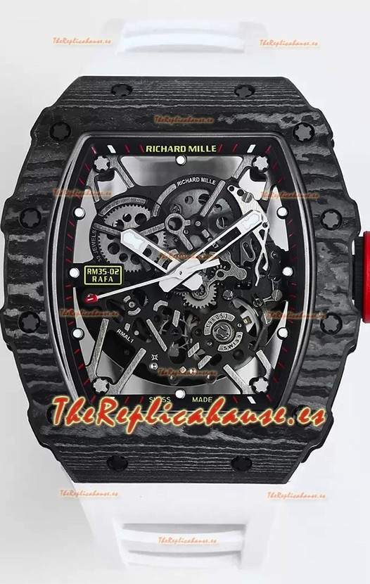 Richard Mille RM35-02 Rafael Nadal Caja de Fibra de Carbono con Genuino Tourbillon Reloj Super clone