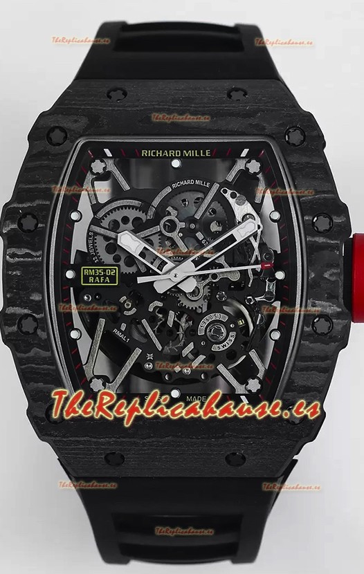 Richard Mille RM35-02 Rafael Nadal Caja de Fibra de Carbono con Genuino Tourbillon Reloj Super clone