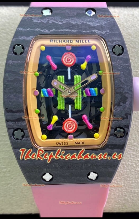 Richard Mille RM-07 Bon Bon Caja Carbono Señoras Reloj Réplica Suizo a Espejo 1:1