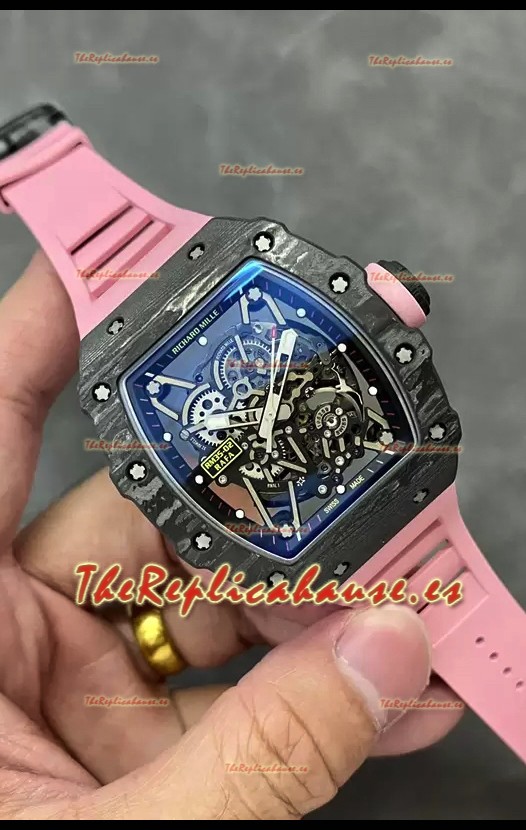 Richard Mille RM35-02 Rafael Nadal Caja Fibra de Carbono con Tourbillon Genuino Reloj Super Clone