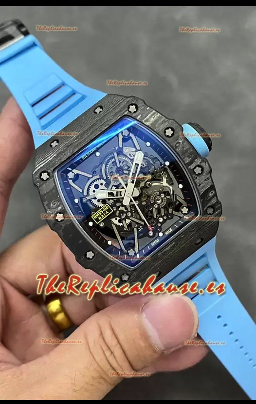 Richard Mille RM35-02 Rafael Nadal Caja Fibra de Carbono con Tourbillon Genuino Reloj Super Clone