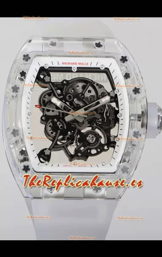 Richard Mille RM055 Caja con Zafiro Transparente con Genuino Tourbillon Reloj Super Clon